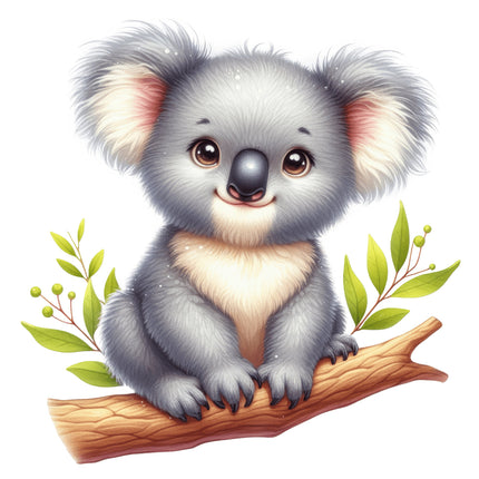 A digitally printed fabric panel featuring a cute koala bear 