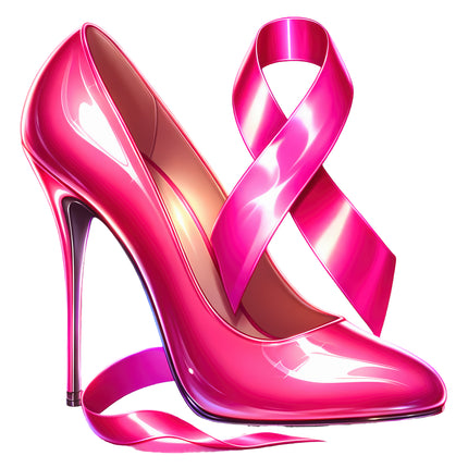 Pink High Heel & Ribbon 100% Cotton Fabric Panel Block M2460