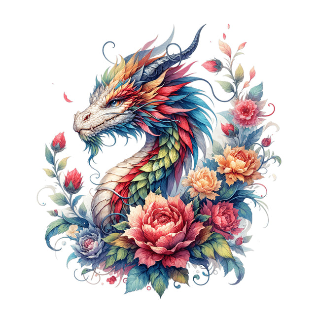 Colorful dragon fabric panel
