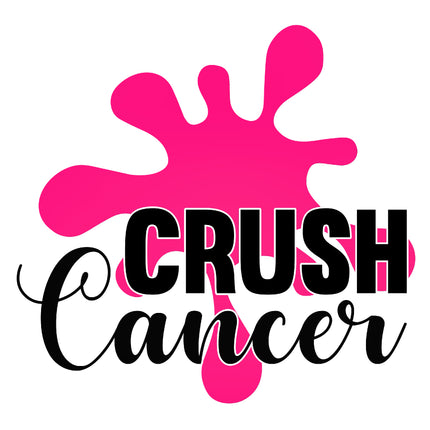 Crush Cancer Pink Ribbon 100% Cotton Fabric Panel Block M2560