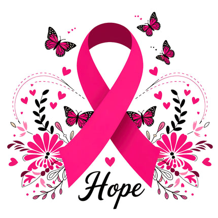 Pink Ribbon Hope 100% Cotton Fabric Panel Block M3000
