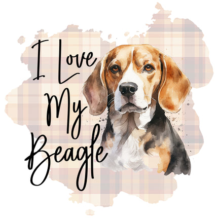 I Love My Beagle 100% Cotton Fabric Panel Block M3000