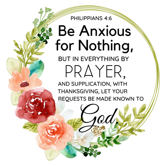 Philippians 4:6 Bible Verse 100% Cotton Fabric Panel Block M3465