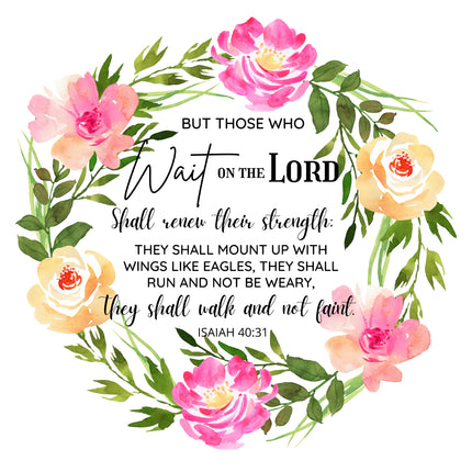 Isaiah 40:31 Bible Verse 100% Cotton Fabric Panel Block M3467