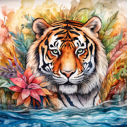 A fabric panel featuring a digitally printed image of a tiger