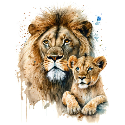 A digitally printed 100% cotton fabric panel featuring a lion