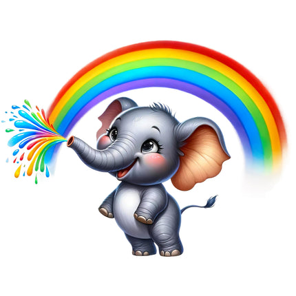 Rainbow Elephant 100% Cotton Fabric Panel Block M3710