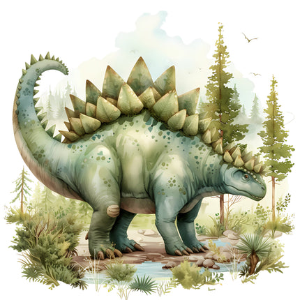 A digitally printed 100% cotton fabric panel featuring a green dinosaur 