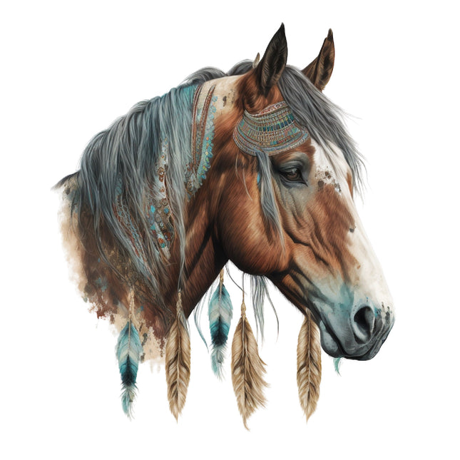 boho horse fabric panel block