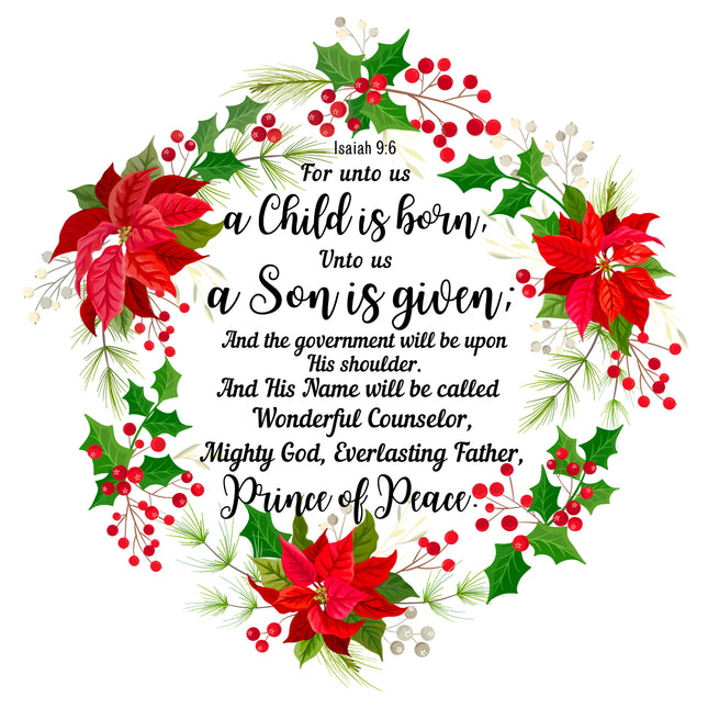 Isaiah 9:6 Bible Verse Scripture 100% Cotton Fabric Panel Block M5027