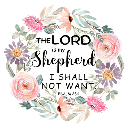 Psalm 23:1 Bible Verse 100% Cotton Fabric Panel Block M5076