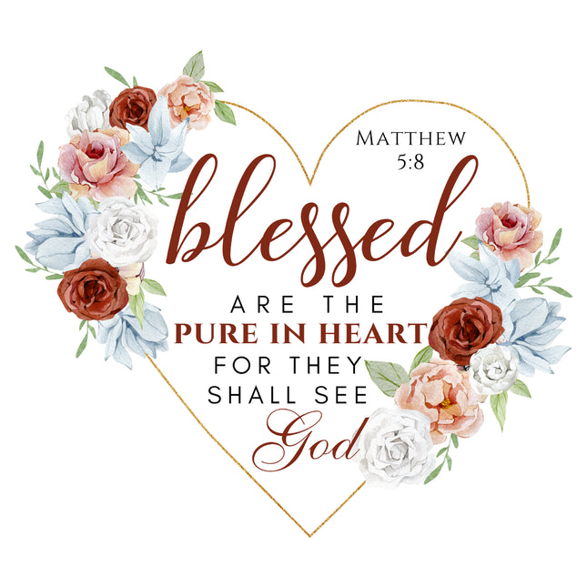 Matthew 5:8 Bible Verse 100% Cotton Fabric Panel Block M5086