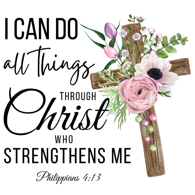 I Can Do All Things Through Christ 100% Cotton Fabric Panel Block M5103