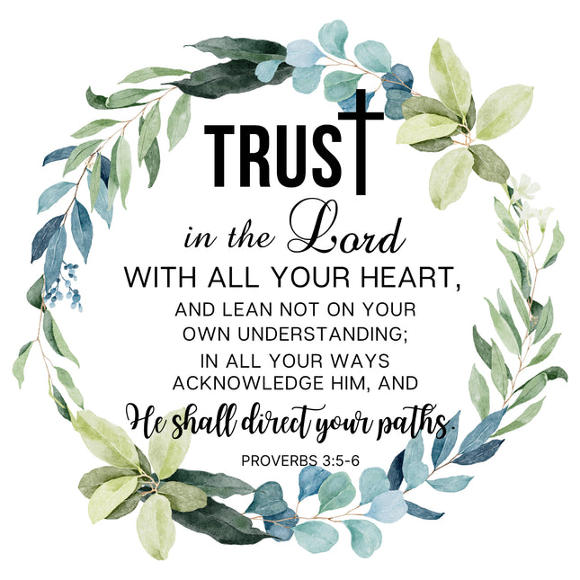 Proverbs 3:5-6 Bible Verse 100% Cotton Fabric Panel Block M5110