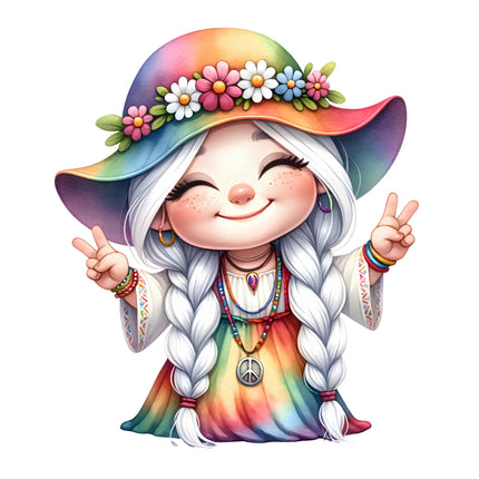 Hippie Gnome Girl 100% Cotton Fabric Panel Block M5142