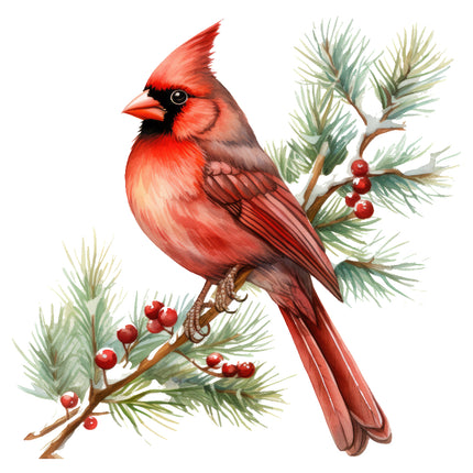 Red cardinal bird fabric panel