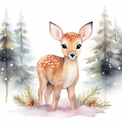 A digitally printed fabric panel featuring a cute deer 