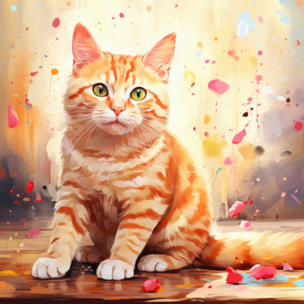 Orange tabby cat fabric panel