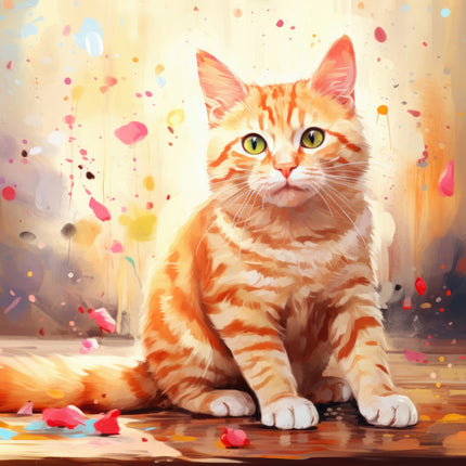 Orange tabby cat cotton fabric panel