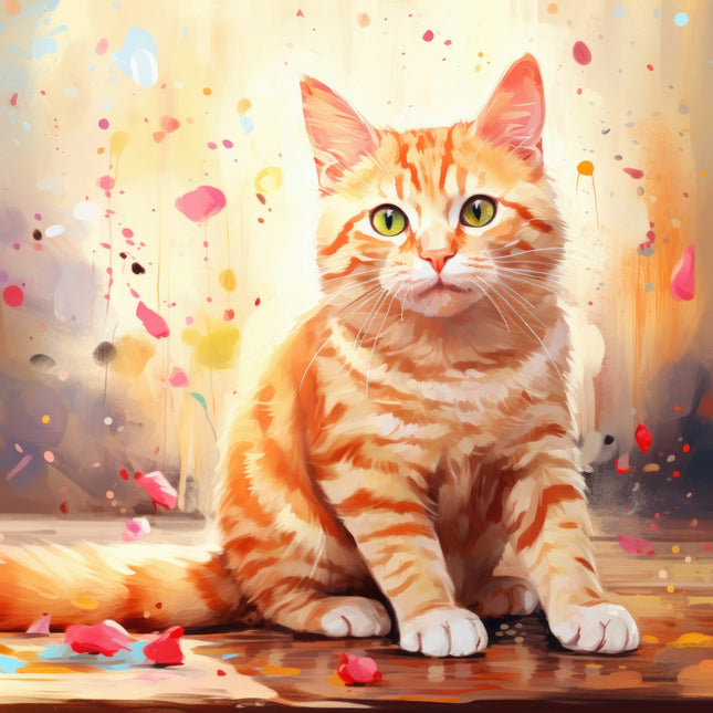 Orange tabby cat cotton fabric panel