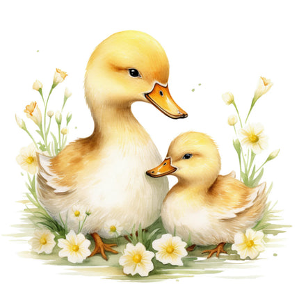 Two cartoon ducks quilt panel