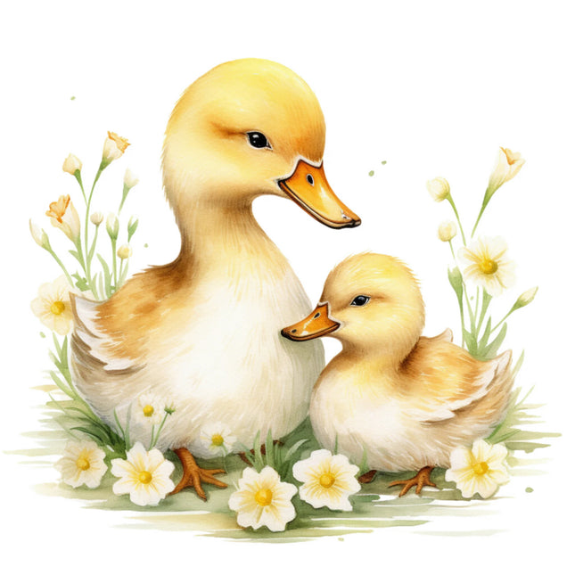 Two cartoon ducks quilt panel