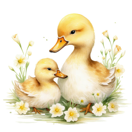 Two cartoon ducks quilt panel