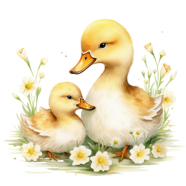 Two cartoon ducks quilt panel