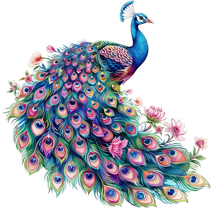Colorful peacock quilt block