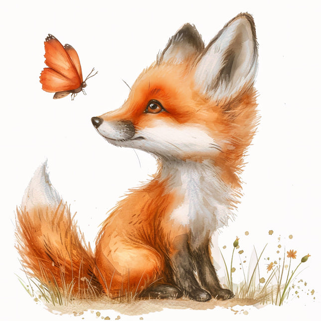 fox with a butterfly quilt panel