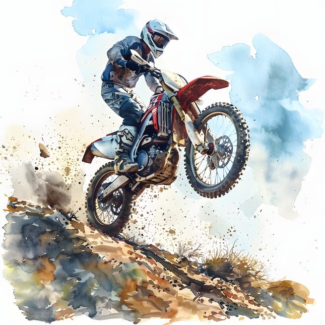Dirt Bike 100% Cotton Fabric Panel Block M829