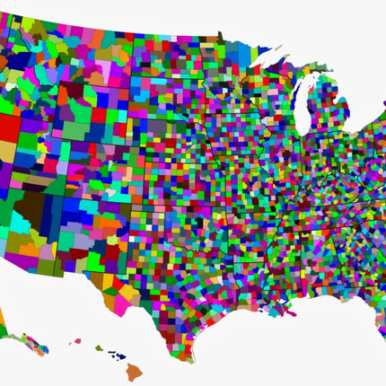 United States With Counties 100% Cotton Fabric Panel Block MBB100