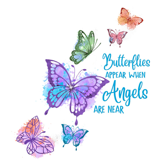 Memoriam Butterflies Appear When Angels Are Near 100% Cotton Fabric Panel Block MBK106