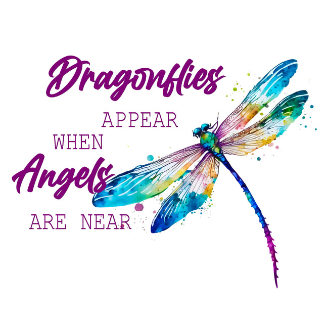 Memoriam Dragonflies Appear When Angels Are Near 100% Cotton Fabric Panel Block MBK119