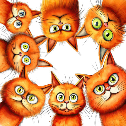 humor orange cats fabric panel