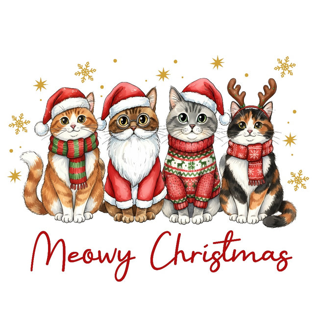 christmas cats fabric panel