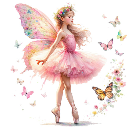 Butterfly Ballerina 100% Cotton Fabric Panel Block N2335