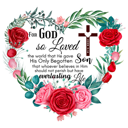 John 3:16 Bible Verse Scripture 100% Cotton Fabric Panel Block N2504