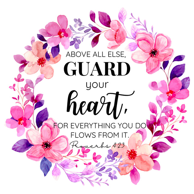 Proverbs 4:23 Bible Verse Scripture 100% Cotton Fabric Panel Block N2515