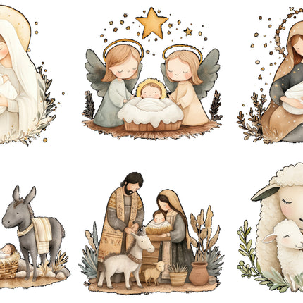 6 Piece 6"x6" Nativity 100% Cotton Fabric Panel Squares Quilting Blocks