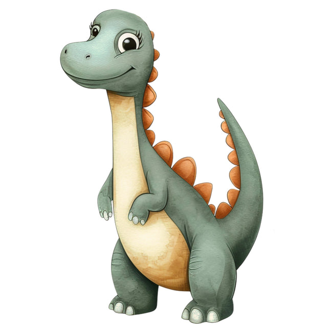 Cartoon dinosaur with a friendly expression cotton quilt block