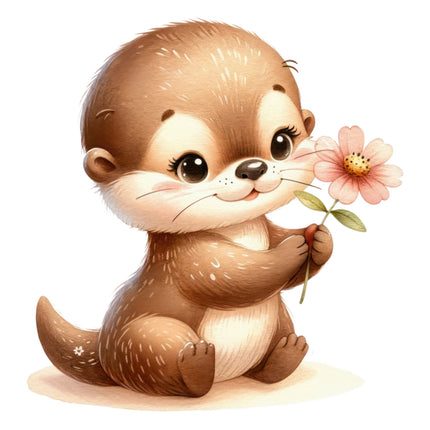 baby otter fabric panel