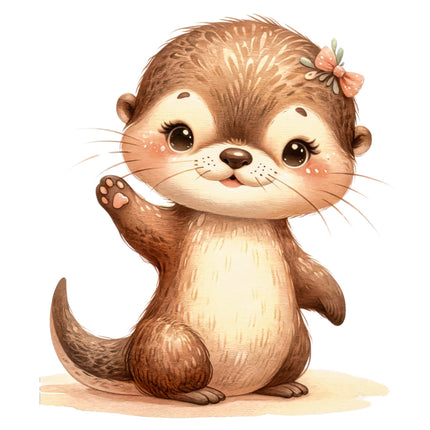 baby otter fabric panel