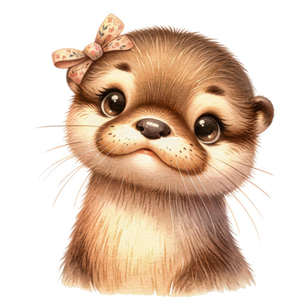 baby otter fabric panel