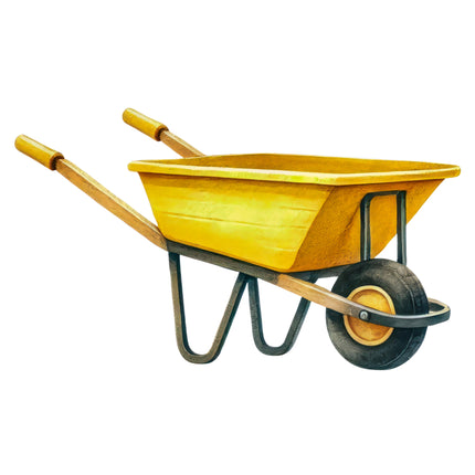 Construction Wheelbarrow 100% Cotton Fabric Panel Block O228