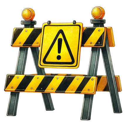 A digitally printed 100% cotton fabric panel featuring a yellow construction sign 