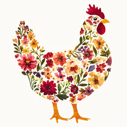 Colorful floral chicken cotton fabric panel for quilting