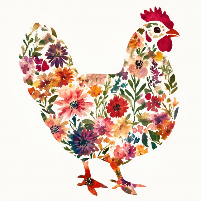 Colorful floral chicken cotton fabric panel for quilting