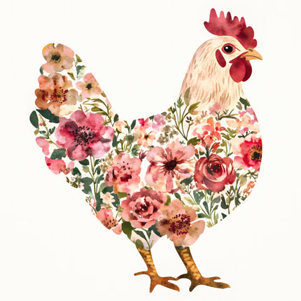 Colorful floral chicken cotton fabric panel for quilting