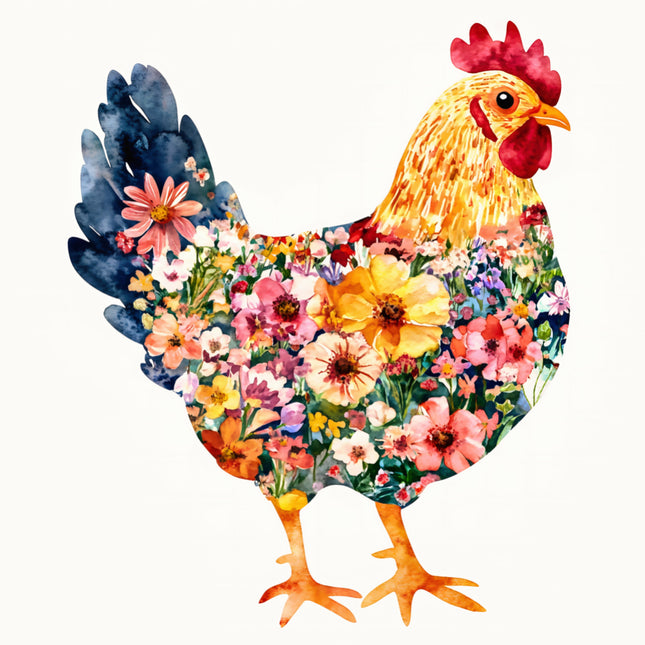 Colorful floral chicken cotton fabric panel for quilting